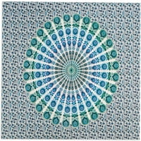 AmericanFlat Mandala tapiserija Viseća - Boho Hippie Indie COLipPoreda Dekoracija umetnička debela za dnevni boravak, spavaću sobu ili koledž - ručno izrađen u Indiji pamuk, aqua purple