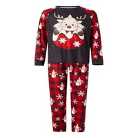 aturuste Božićna pidžama za porodične duge rukave Elk Print Tops + karirane pantalone Set Sleepwear