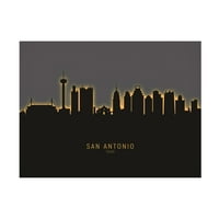 Michael tompsett 'San Antonio Texas Skyline Slow II' platno Art