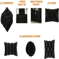 10-dijelni krevet u torbi Infinity dizajn komplet jorgana Full Queen Black