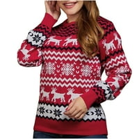 Ženski božićni džemperi Reindeer Dressy Casual Jesen Dugi pulover na dugim rukavima Ležerne prilike Casual