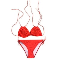 Roliyen Ženski Kupaći Kostimi Bikini Ženski Čvrsti Push Up Podstavljeni Plus Size Bikini Set Kupaći Kostim