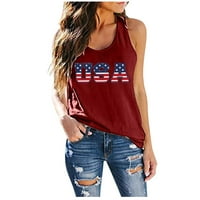 Wyongtao američka zastava ljetni Tank Tops ženska Patriotska košulja USA Zastava zvijezde pruge Print bez rukava 4. jula Tee Tops bluza, L