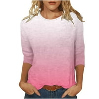 Miluxas ženske majice Plus Veličina klirens Ženska Moda štampana labava majica rukavi bluza okrugli vrat Casual Tops Pink 4
