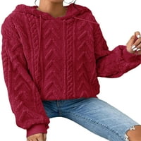Zodanni ženske dukseve duge rukave Duks labav Fit pulover Casual Hoodie sportski duksevi vino crveni XS