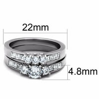 His Hers Womens Stone Type Silver Stainless Steel Wedding Ring Set mens All Around CZ Band-Size W10M12