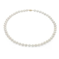 Bijela savršena okrugla Akoya Pearl 20 ogrlica sa 14KT žutom zlatnom kopčom