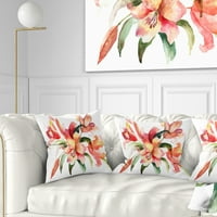 Designart cvijeće ljiljana akvarelna ilustracija - jastuk za cvjetno bacanje-16x16