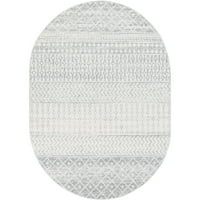 Umjetnički tkalica Elaziz Geometrijska prostirka, van-bijela, 6'7 9 'oval
