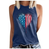 StMixi majice za žene Ljeto srce Američka zastava Zastava Okrugli vrat bez rukava bez rukava Neodvisnost