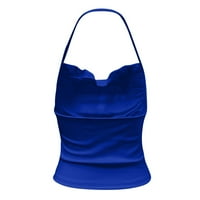 Ženske vrhove bez rukava casual camisole Solid Dame Fashion Halter Summer Royal Blue 2xl