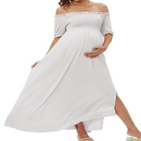 Komforna haljina za porodilje bez ramena šifonska haljina sa prednjim dijelom u čvrstim bojama savršena