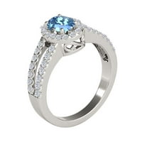 Prstenovi za žene 1. Carat Diamond i ovalni oblikovani plavi Topaz prsten prsten 10k bijelo zlato