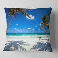 Designart kokosove palme na plaži - Foto pejzažni štampani jastuk - 18x18