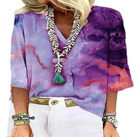 Sanviglor Women Blouse V izrez TOPLES rukav majica Loose Tee Vikend Pulover Purple 2xL