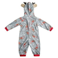 Porodične Božićne Onesies pidžame kompleti kombinezona s Losovim rogom s kapuljačom PJ'S Zipper Jumpsuit Loungewear