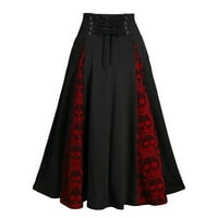 Suknje za žene Nasledled Veličina čipke Ženska struka Gotska visoka suknja plus suknja patchwork midi suknja crna + l