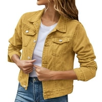 Ediodpoh ženska osnovna jednobojna traper pamučna jakna sa džepovima traper jakna kaput ženske traper