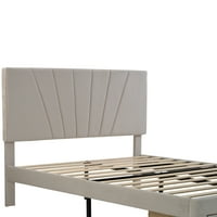 Aukfa tapacirani krevet Queen - drveni krevet sa platformom od somota i ladicom za odlaganje-bež