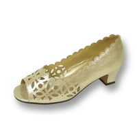 Irene ženske širine otvorenih prstiju perforirani vanjski dizajn Klizanje na cipele zlato 7