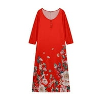 Ženske haljine labave fit kratkih rukava okrugli vrat tiskani cvjetni a-linijski labavi haljine za žene