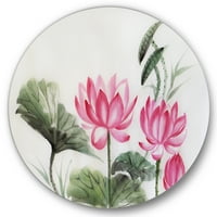 Designart' drevni ružičasti Lotusi u ribnjaku i ' tradicionalni krug metalni zid Art-disk od 36