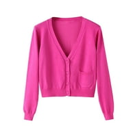 Lroplie vrhovi za žene Plus Size dugi rukavi ženski kardigan džemperi proljeće kratki vrhovi Pink XL
