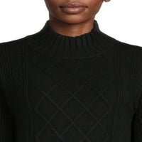 Vrijeme i Tru ženski kabel pletene džemper od poplina, veličina XS-XXXL