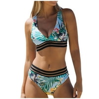 Bikini ženski kupaći kostim za kupanje sa visokim strukom RETRO Hawaii Print bikini set plus veličine