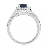 Safir i karat od 10k bijelog zlata TW dijamantski Halo prsten