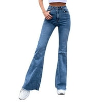 ženske Y2K pantalone visokog struka prolećna jesenska široka nogavica elastični tanki šavovi traper raširene farmerke za žene u trendu