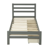 Aukfa drveni krevet na platformi sa dvije ladice za spavaću sobu, siva, dvostruka veličina