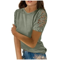 Plus size Poslovne košulje s kratkim rukavima za žene Slim Fit Crew Crt Womens Oversed T majice Čipke Ženske bluze i vrhovi modni metvica zeleni l