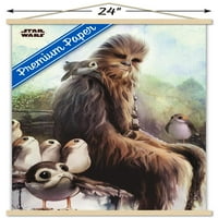 Star Wars: Posljednji Jedi - Wookiee i Porg zidni poster sa drvenim magnetskim okvirom, 22.375 34