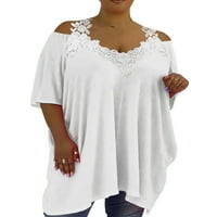 Niuer ženske ljetne majice Oversized Plus Size vrhovi kratki rukav majica Casual tunika v bluza za vrat Bijela 6xl