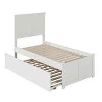 Madison dvostruki krevet od punog drveta sa platformom sa podnožjem i dvostrukim pendrekom u bijeloj boji