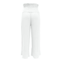 Mrat žene pune dužine helanke ljeto trendi Comfy Capris Moda dame Casual jednobojne pantalone ravne široke pantalone pantalone ženske pantalone Dressy White XL