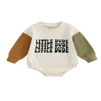 Calsunbaby Baby Boy Girl Dukserice Romper Contrast Color Dugim rukavima Jumpsuits Fall Toddler Bodysuits 0-3t