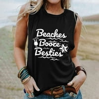 Ženska Plaža Slobodno Vrijeme Tank Tops Pismo Print Regular Fit Tee Shirts Rukav Bez Crewneck Camisole