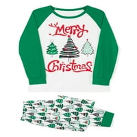 Ma & Baby Family Odgovarajući Božić Pidžama Set Božićno Drvo Pismo Print Tops Hlače Holiday Sleepwear Pjs