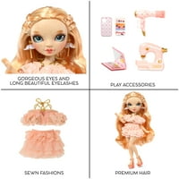 Rainbow High Victoria - Lagana ružičasta modna lutka, pege od glave do nožnog prsta. Modna odjeća i 10+
