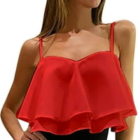 Shiusina Cisterna za žene za žene Seksi bez rukava rukavice dvostruko sloj šifonska bluza majica crvena