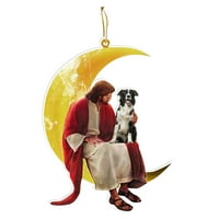 Božić životinje sjedi na Mjesecu privjesak, Božić vanjski ukrasi drvo Božić ukrasi prozor zid viseći ukras