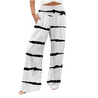 fartey Lightning Deals of Today široke pantalone za žene sa suncokretovim printom elastične prostrane pantalone visokog struka Casual džepovi plisirane pantalone za odmor na plaži