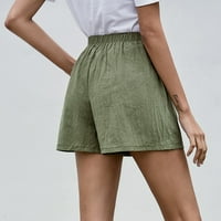 Ženske kratke hlače za ljeto plus veličine Čvrsti struk pamučne i posteljine Hlače Hlače, Ležerne prilike