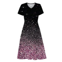 Hhei_k tank Top za Fomen ženske ljetne Casual cvjetne Print kratke rukave Swing haljine