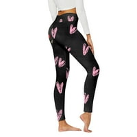 Yoga pantalone visokog struka za žene Valentinovo Heart Print Slim Fit aktivne pantalone pune dužine kontrola stomaka teretana trening fitnes helanke na klirensu