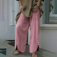 Ženske pantalone Sawvnm žene modni elastični struk Casual čiste boje ravne noge pantalone visokog struka