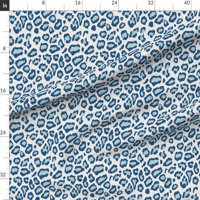 Tkanina od kašike - Leopard koža Plava životinja Retro Print Cheetah Jaguar Spots Dots Safari Ispiši na presvlakom Velvet Tkanina od dvorišta - Tapaciranje Početna Dekordična odjeća