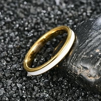 Zlatni volframovi bijeli emajl ugrađeni polirani ivica udobnost Fit prsten za žene